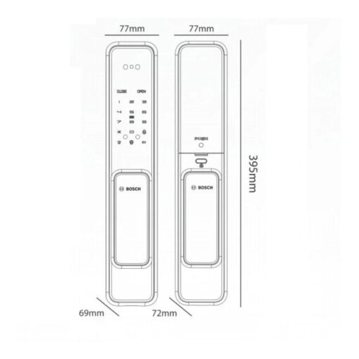 Kích thước khóa cửa thông minh Bosch EL600VF EU Black